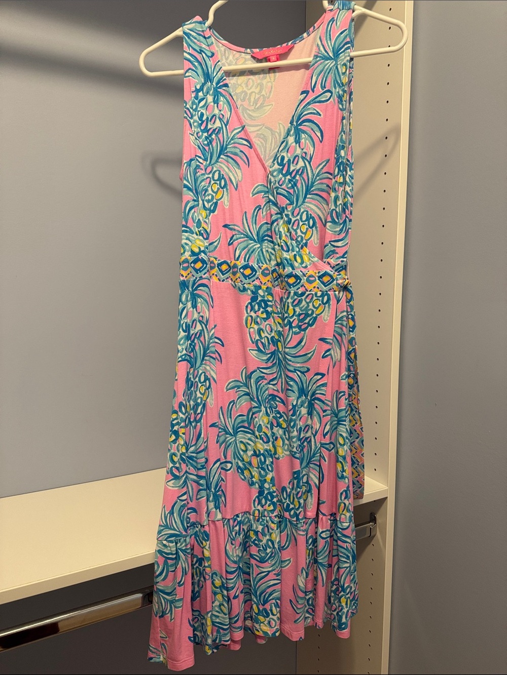 Lilly Pulitzer Misha Wrap Dress Small Pelican Pink Beat The Heat Pineapple